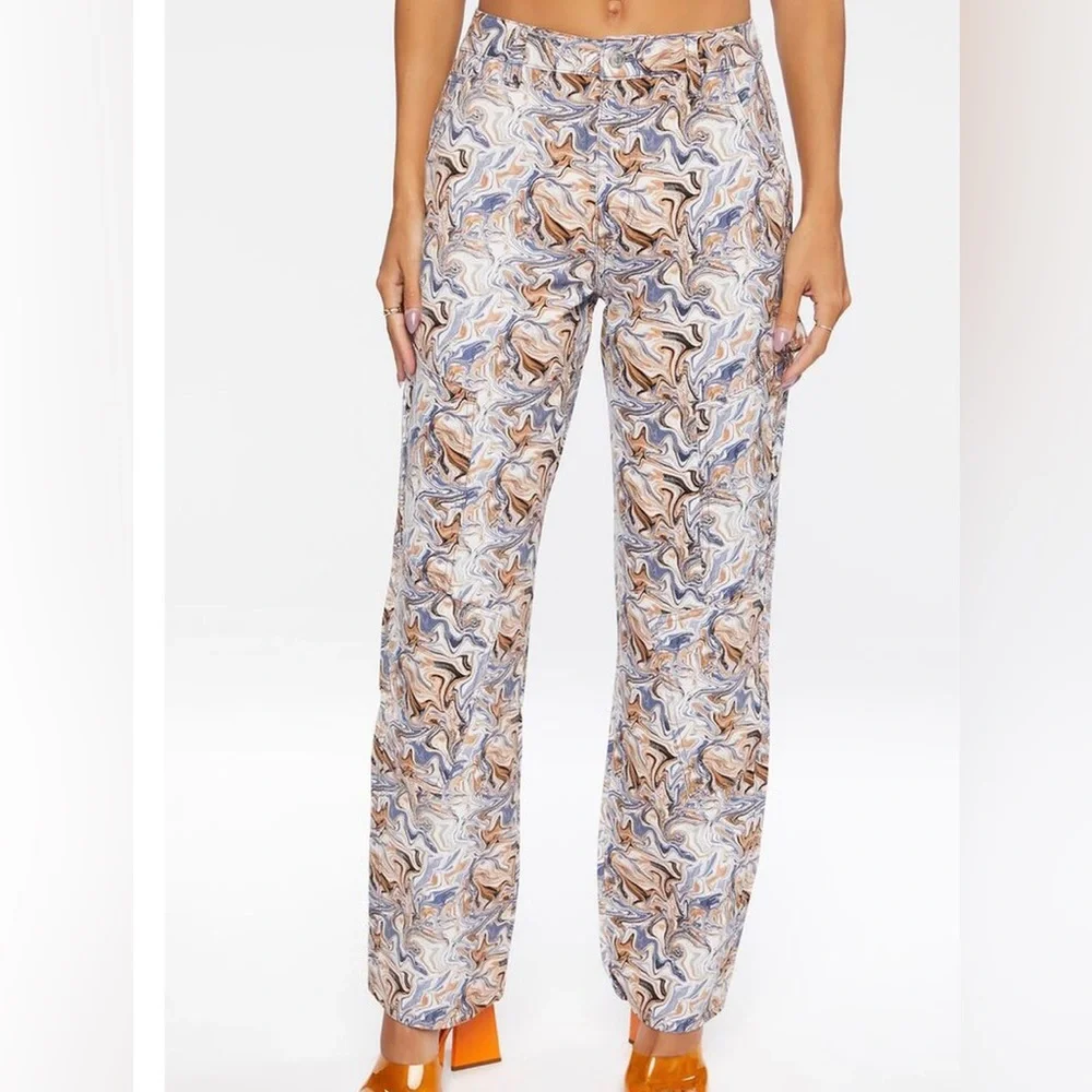 Marble Print Canvas Pants - Picture 1 of 6